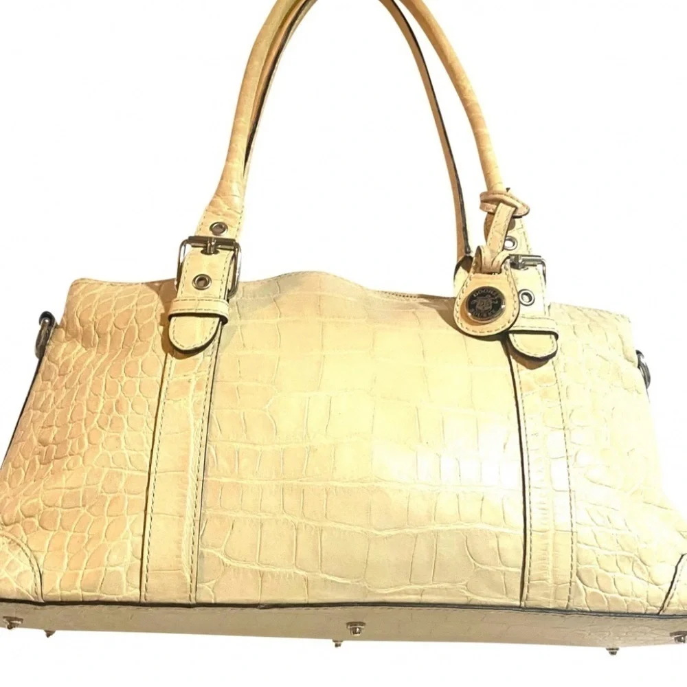 Dooney bourke Cream Croc-Embossed leather satchel Handbag